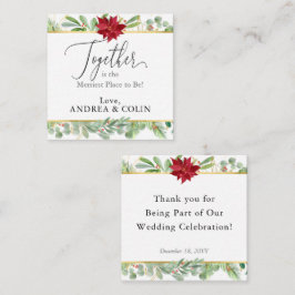 クリスマスポインセティアホリデイ結婚式の引き出物ラベル スクエア名刺