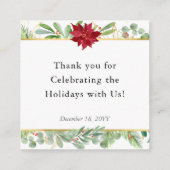 クリスマスポインセティアホリデーパーティーメッセージカード スクエア名刺 (裏面)