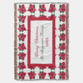 クリスマスポインセティアホリデーファミリーパーソナライズ スローブランケット (正面縦)