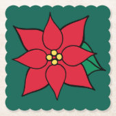 クリスマスポインセティアホリデー紙コースター ペーパーコースター (正面)