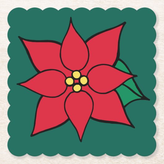 クリスマスポインセティアホリデー紙コースター ペーパーコースター (正面)