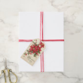 クリスマスポインセティアホリーヴィンテージレッドホリデイ ギフトタグ (より糸付き)