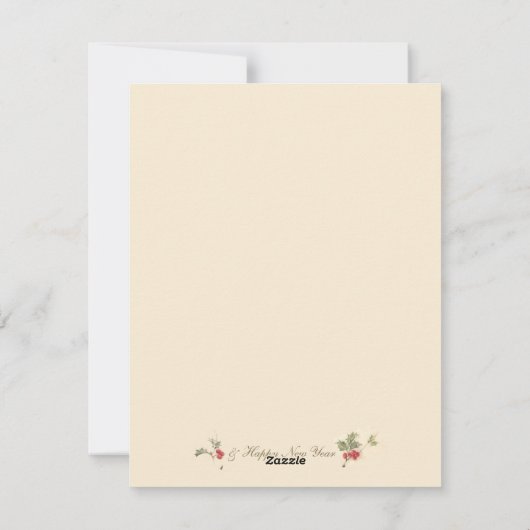 クリスマスポインセティアホリーヴィンテージレッドホリデイ シーズンカード (裏面)