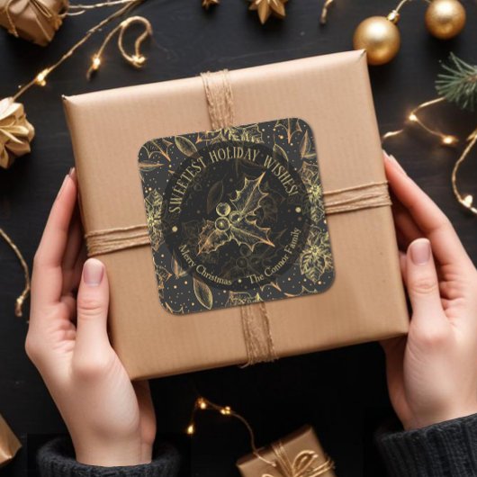 クリスマスポインセティアホームメイドフードホリデイベーキング スクエアシール