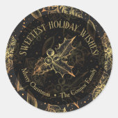 クリスマスポインセティアホームメイドフードホリデイベーキング ラウンドシール (正面)