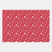 クリスマスポインセティアボウキャンディケーンキャンドルレッド ラッピングペーパーシート (正面2)