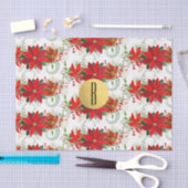 クリスマスポインセティアレッド金ゴールドホリデーフローラ 薄葉紙 (クラフト)