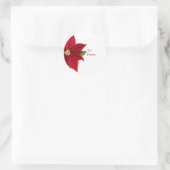 クリスマスポインセティシアギフトラベル ラウンドシール (バッグ)