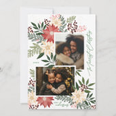 クリスマスポインセティシアグリーンフォトコラージュ シーズンカード (正面)