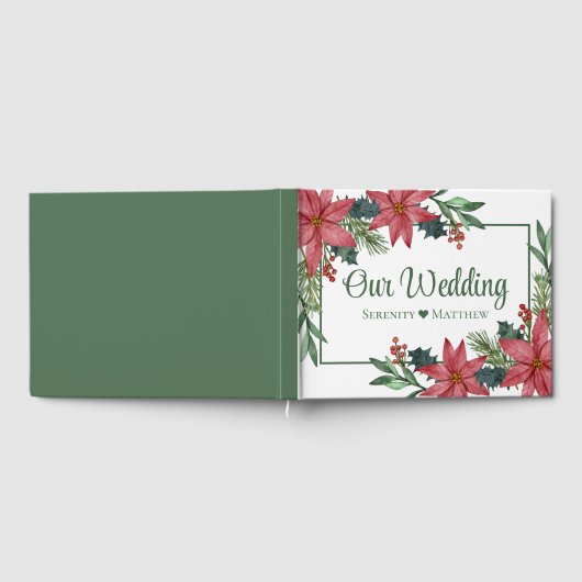 クリスマスポインセティシアグリーンレッド結婚フローラ ゲストブック (全面)
