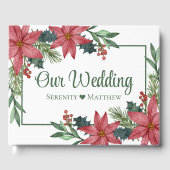 クリスマスポインセティシアグリーンレッド結婚フローラ ゲストブック (正面)