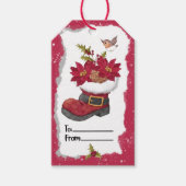 クリスマスポインセティシアブートギフトラベル ギフトタグ (正面)