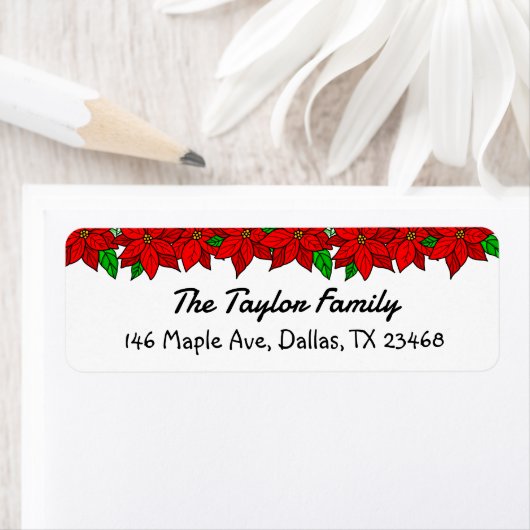 クリスマスポインセテパーソナライズされたィア ラベル (インサイチュ)