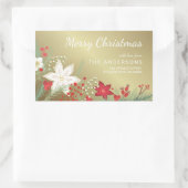 クリスマスポインセテフェイクィアゴールドフォイル差出人住所 長方形シール (バッグ)