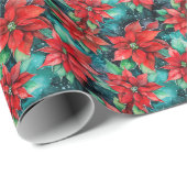 クリスマスポインセテ伝統的ィアスホリデイデザイン ラッピングペーパー (ロールコーナー)