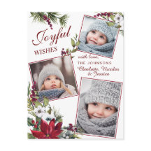 クリスマスポインセテ素朴ィア写真ホリデー挨拶