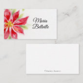 クリスマスポイントセティアウォーターカラーフラット座席表 プレイスカード (正面/裏面)