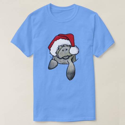 クリスマスポケットマナティーキニアート Tシャツ (デザイン正面)
