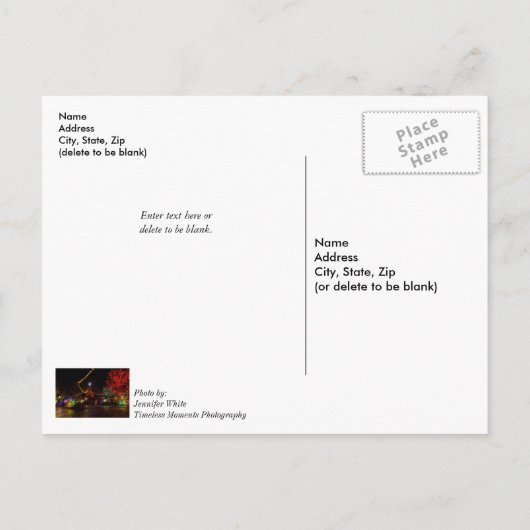 クリスマスポストカードに光を当てる ポストカード (裏面)