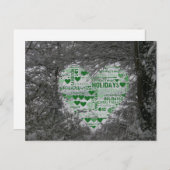 クリスマスポストカードグリーンハートハッピーホリデー シーズンポストカード (正面/裏面)