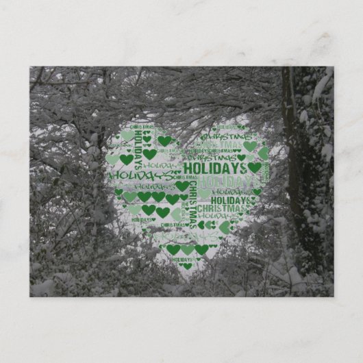 クリスマスポストカードグリーンハートハッピーホリデー シーズンポストカード (正面)
