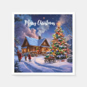クリスマスポストカードナプキンス – フェスティバル休日 スタンダードカクテルナプキン (正面)