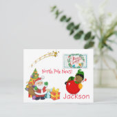 クリスマスポストカードノースポールサンタ小妖精や小人 ポストカード (スタンド正面)