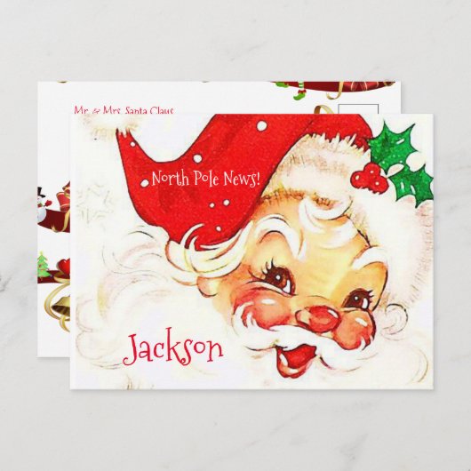 クリスマスポストカードノースポールヴィンテージサンタ ポストカード (正面/裏面)