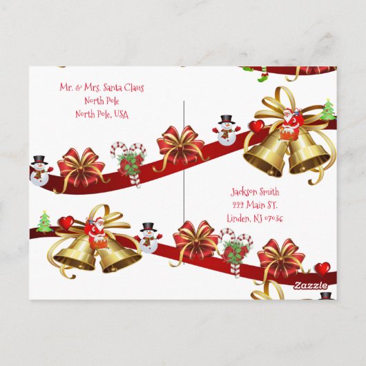 クリスマスポストカードノースポール小妖精や小人 ポストカード (裏面)