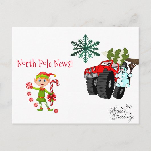 クリスマスポストカードノースポール雪だるま小妖精や小人 ポストカード (正面)