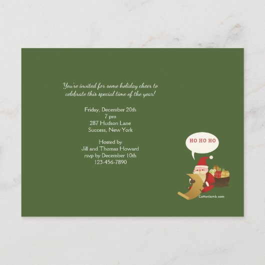 クリスマスポストカードパーティの招待状 インビテーションポストカード (裏面)