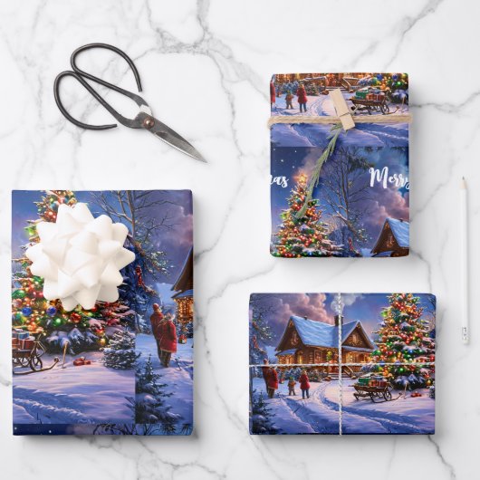 クリスマスポストカード ラッピングペーパーシート (正面)