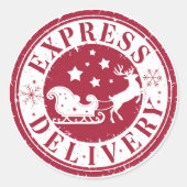 クリスマスポストスタンプおもしろいかわいいサンタベビー ラウンドシール (正面)