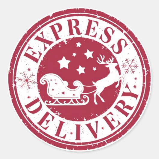 クリスマスポストスタンプおもしろいかわいいサンタベビー ラウンドシール (正面)