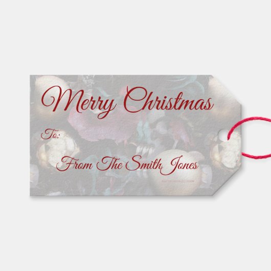 クリスマスポットポーリ(パーソナライズ)両面 ギフトタグ (正面(横))