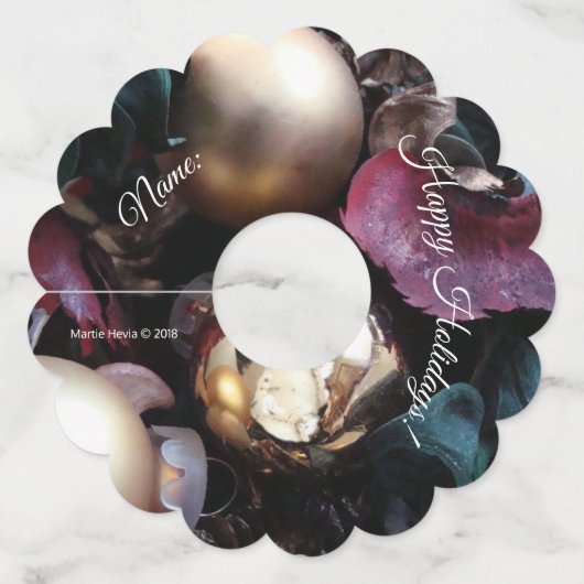 クリスマスポットポーリ(パーソナライズ)両面 ワイングラスタグ (正面)