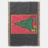 クリスマスポップ・アートのツリーのアートデザインとプレゼント スローブランケット (正面縦)