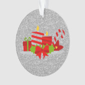 クリスマスポトゥーリシルバーフェイクグリッター オーナメント (正面)