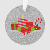 クリスマスポトゥーリシルバーフェイクグリッター オーナメント (正面)