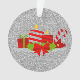 クリスマスポトゥーリシルバーフェイクグリッター オーナメント