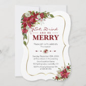 クリスマスポネステチ食べア金ゴールドドリンクとビーメリーブ 招待状 (正面)