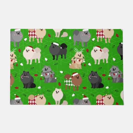 クリスマスポメラニア犬ズドマット ドアマット (正面)