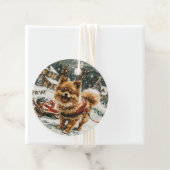 クリスマスポメラニア犬トナカイ犬 フェイバータグ (インサイチュ)