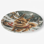 クリスマスポメラニア犬トナカイ犬 ペーパープレート (アングル)