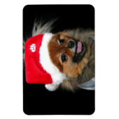 クリスマスポメラニア犬フレキシブル写真磁石 マグネット (縦)