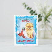 クリスマスポメラニア犬ホリデー招待状 シーズンカード (スタンド正面)