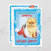 クリスマスポメラニア犬ホリデー招待状 シーズンカード (正面/裏面)