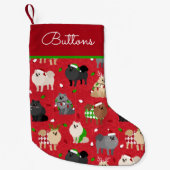 クリスマスポメラニア犬名前をカスタムする スモールクリスマスストッキング (正面)