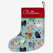 クリスマスポメラニア犬名前をカスタムする スモールクリスマスストッキング (裏面)