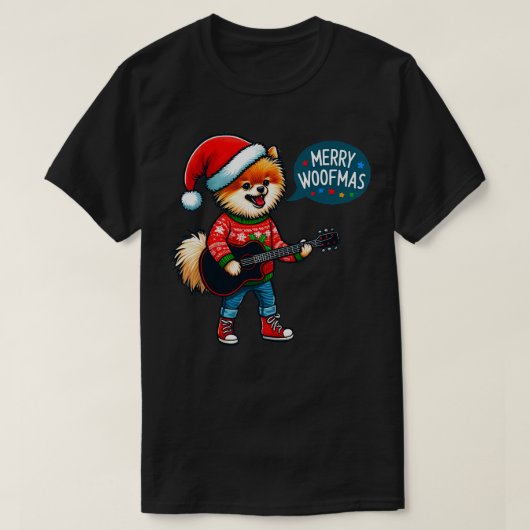 クリスマスポメラニア犬1 Tシャツ (デザイン正面)